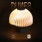 Dunes, frosted white, table lamp, nature inspired lamp, lighting, table lamp. 3d printed table lamp. textured lamp, compact table lamp, small table lamp, ambient light. glow lamp, ribbed texture lamp, sand dunes lamp, sand dunes inspired lamp, round lamp, bedside lamp, table lamp, night lamp, white lamp, warm white lamp, designer lamp.