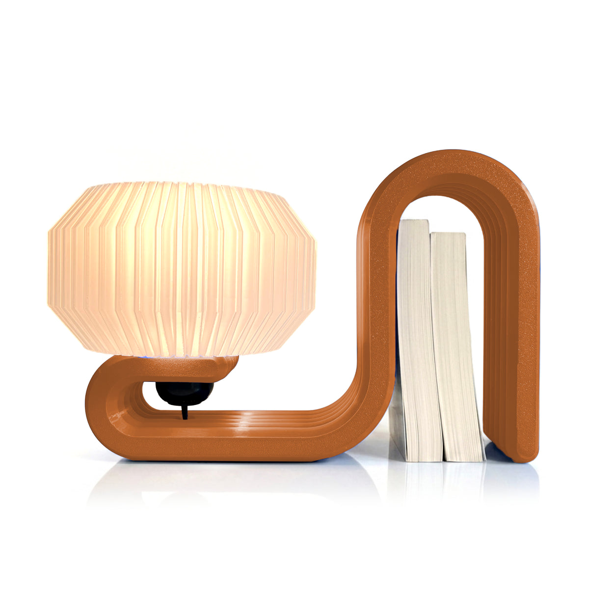 Bookworm lamp in horizontal orientation with books with drawer / without drawer Terracotta Orange