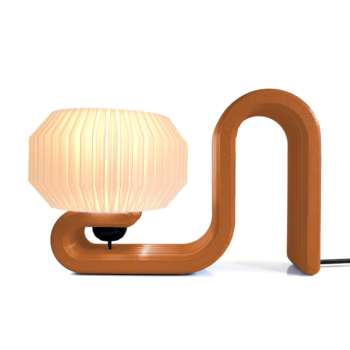 Bookworm lamp in horizontal orientation front view with drawer / without drawer Terracotta Orange