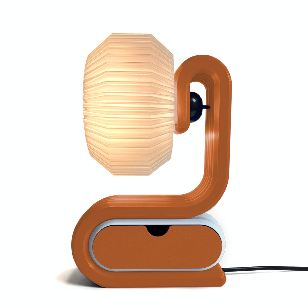 Bookworm lamp in vertical orientation with drawer Terracotta Orange