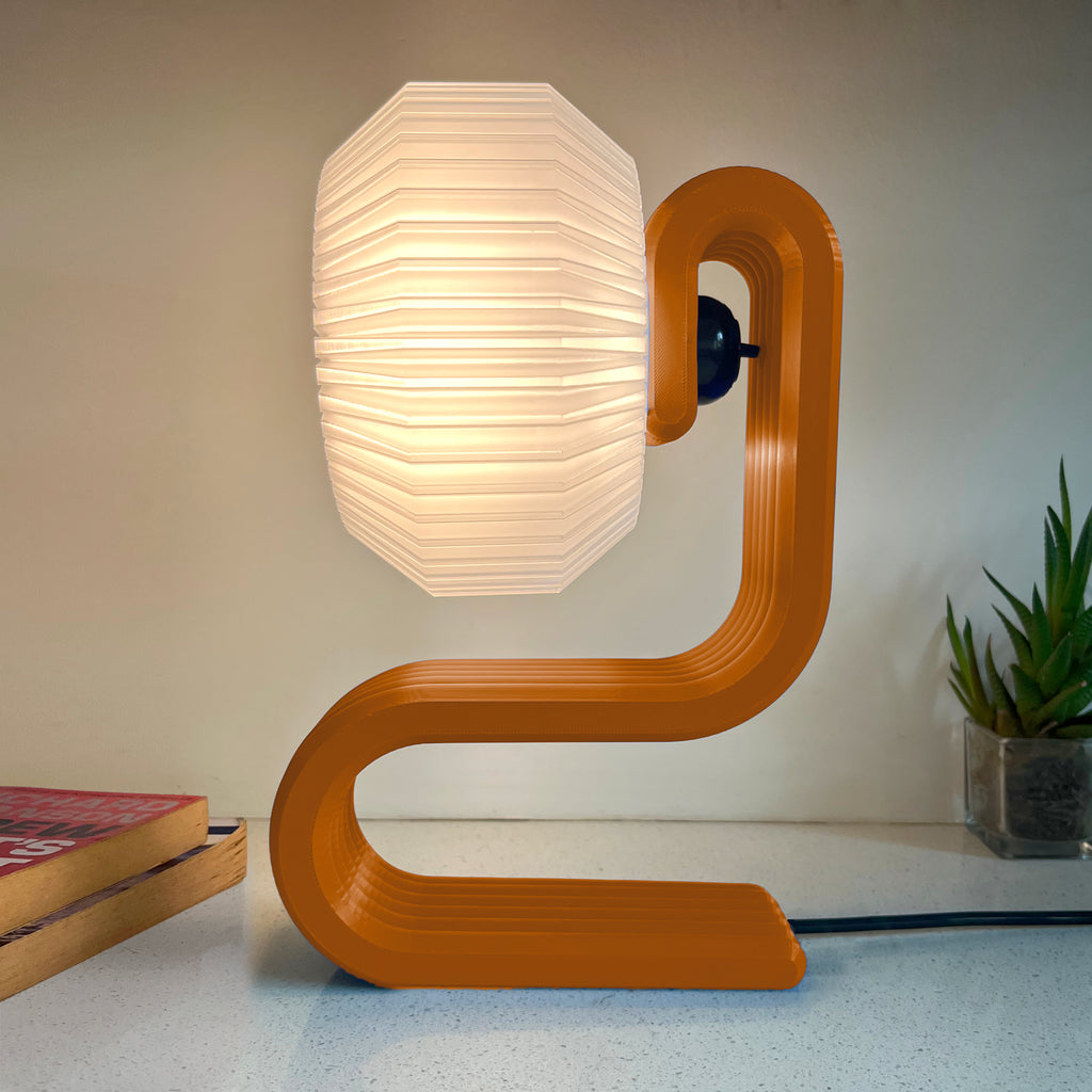 Bookworm lamp in vertical orientation side view with drawer / without drawer Terracotta Orange