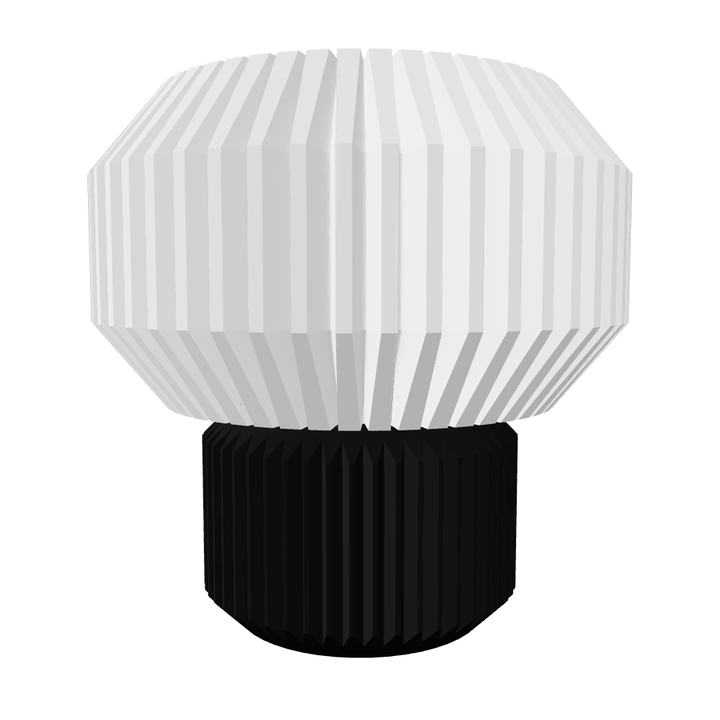 Transparent fluted ambient lamp with soft diffused glow and sculptural ribbed design.